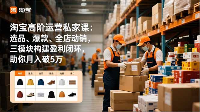 淘宝高阶运营私家课：选品、爆款、全店动销，三模块构建盈利闭环，助你月入破5万(更新12月-云创网