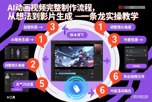 AI动画视频完整制作流程，从想法到影片生成一条龙实操教学-云创网