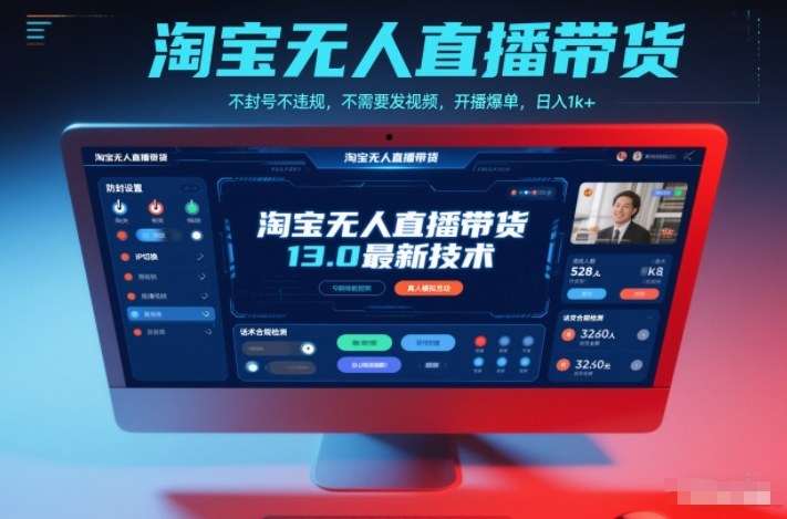 淘宝无人直播带货13.0最新技术，不封号不违规，不需要发视频，开播爆单，日入1k+【揭秘】-云创网