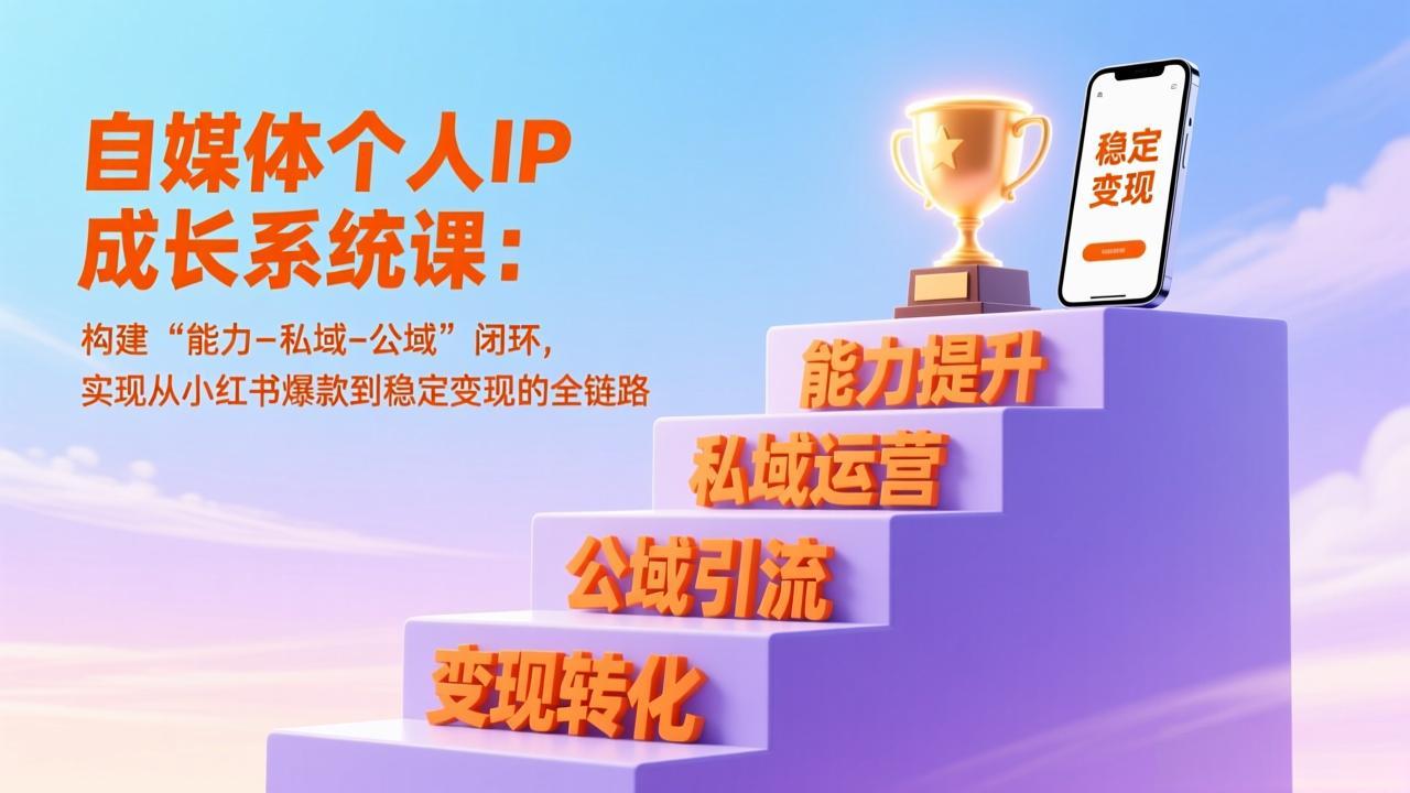 自媒体个人IP成长系统课：构建“能力-私域-公域”闭环，实现从小红书爆款到稳定变现的全链路-云创网