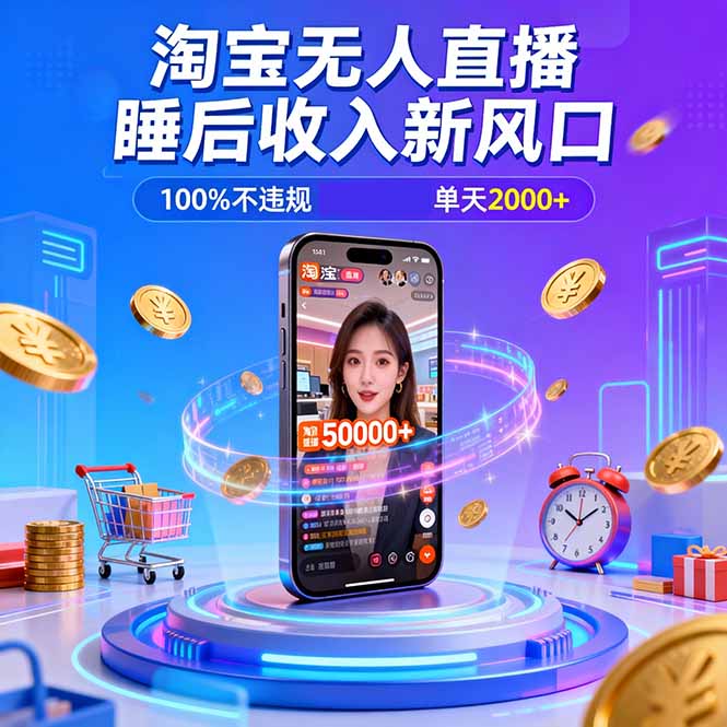 淘宝无人直播，不违规不封号，直播100小时卖了5万，年底旺季！-云创网