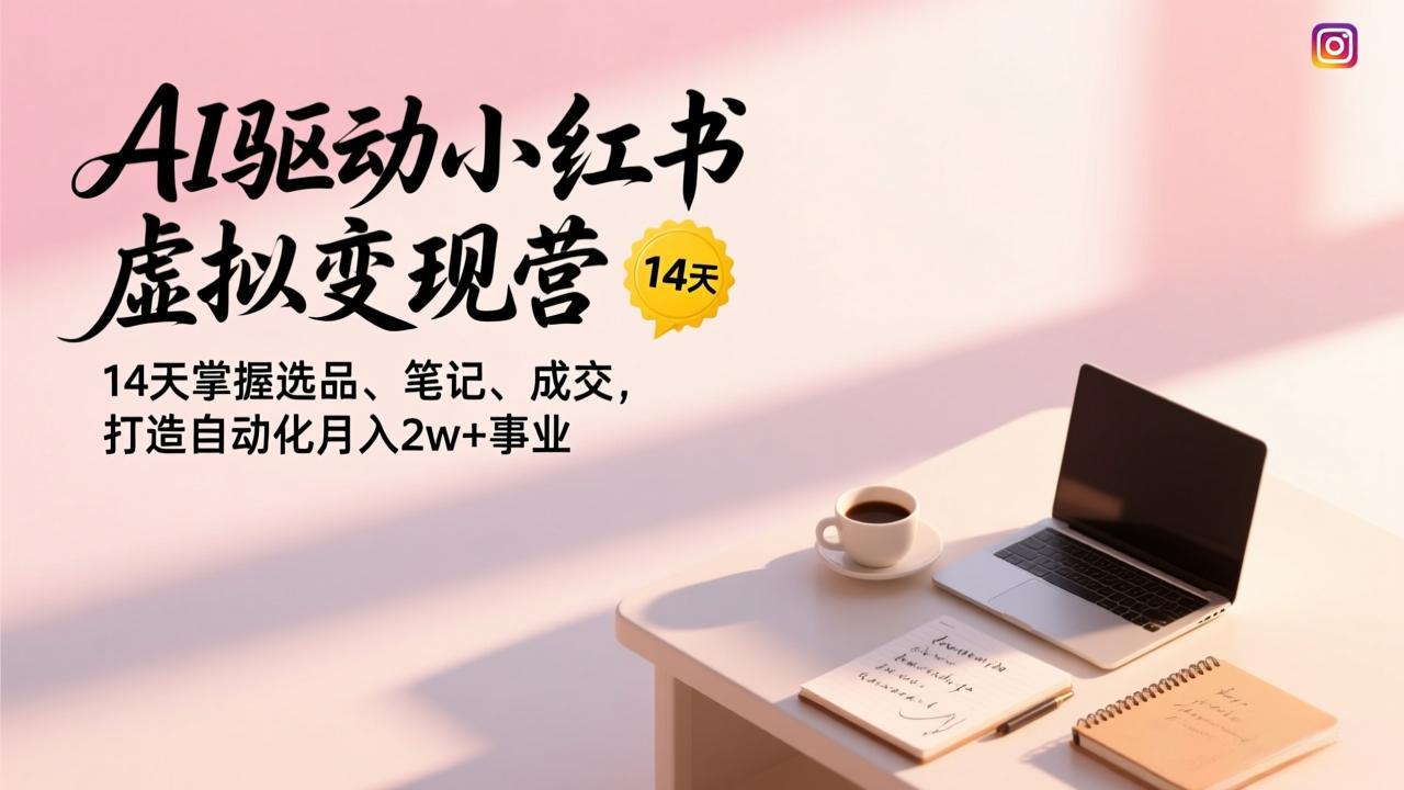 AI驱动小红书虚拟变现营，14天掌握选品、笔记、成交，打造自动化月入2w+事业-云创网