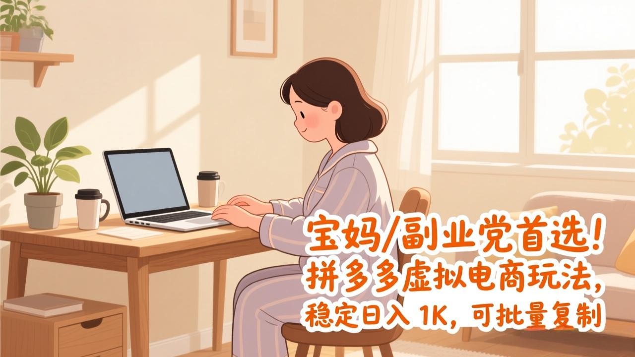 宝妈 / 副业党首选！拼多多虚拟电商玩法，稳定日入 1K，可批量复制-云创网