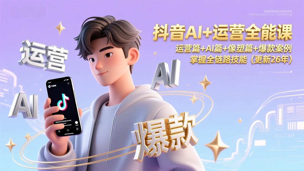 抖音AI+运营全能课，运营篇+AI篇+像塑篇+爆款案例，掌握全链路技能(更新26年-云创网