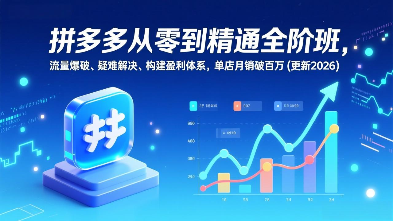 拼多多从零到精通全阶班，流量爆破、疑难解决，构建盈利体系，单店月销破百万(更新2026-云创网