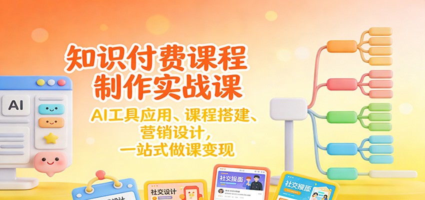 知识付费课程制作实战课：AI工具应用 、课程搭建、营销设计，一站式做课变现-云创网