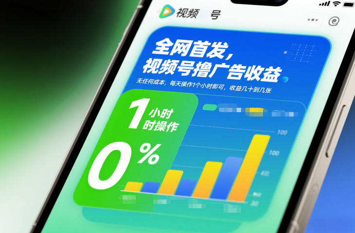全网首发，视频号撸广告收益，无任何成本，每天操作1个小时即可，收益几十到几张-云创网