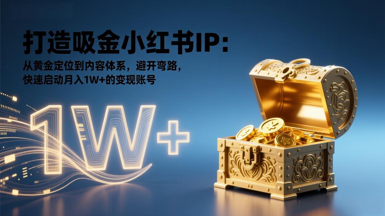 打造吸金小红书IP：从黄金定位到内容体系，避开弯路，快速启动月入1W+的变现账号-云创网