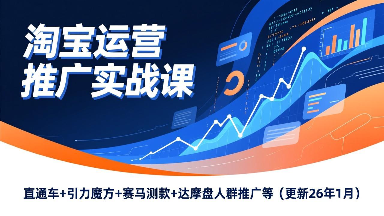 淘宝运营推广实战课，直通车+引力魔方+赛马测款+达摩盘人群推广等(更新26年1月-云创网