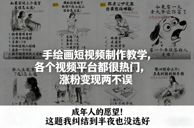 手绘画短视频制作教学，各个视频平台都很热门，涨粉变现两不误-云创网