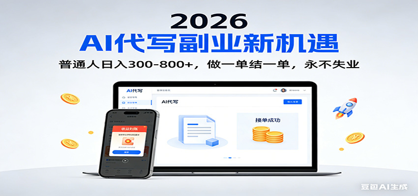 2026 副业首选！AI 代写日入 300-800，普通人0门槛，做一单结一单！-云创网
