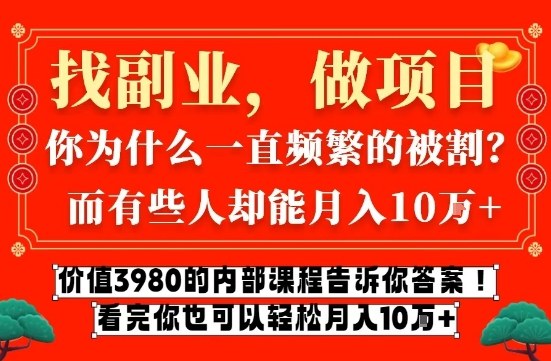 价值3980的网创内部课程，告诉你互联网创业月入10个W的秘密【揭秘】-云创网