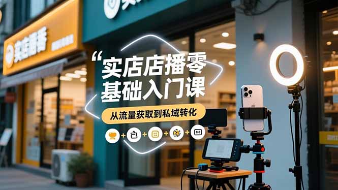 实体店播零基础入门课，实体店+短视频+直播+微信生态+私域社群，从流量获取到私域转化-云创网