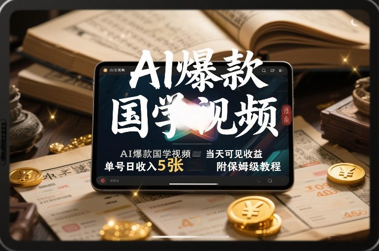 AI爆款国学视频，独家起号方法，小白直接上手，当天可见收益，单号日收入5张+附保姆级教程-云创网