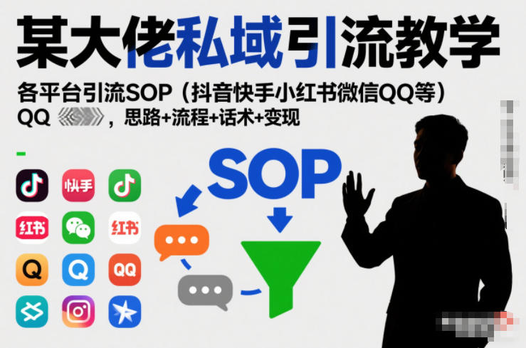 某大佬私域引流教学，各平台引流SOP(抖音快手小红书微信QQ等)，思路+流程+话术+变现-云创网