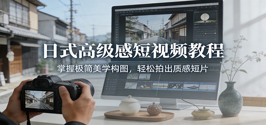 日式高级感短视频教程：掌握极简美学构图，轻松拍出质感短片-云创网