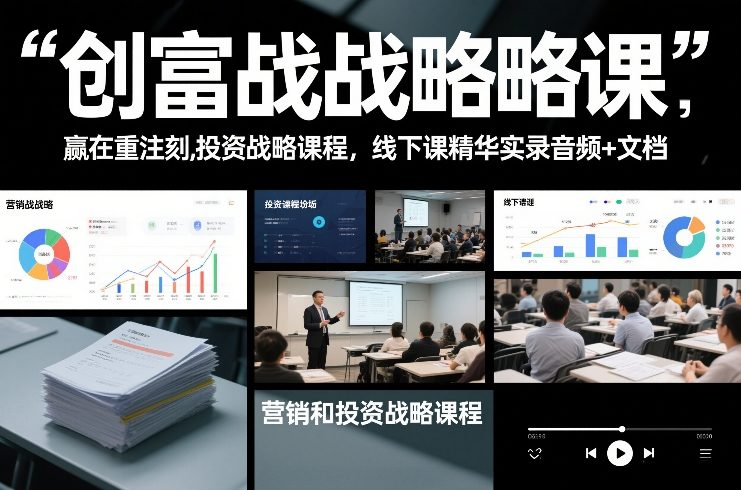 创富战略课，赢在重注时刻，营销和投资战略课程，线下课精华实录音频+文档-云创网