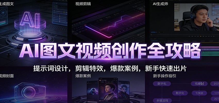 AI图文视频创作全攻略：提示词设计，剪辑特效，爆款案例，新手快速出片-云创网