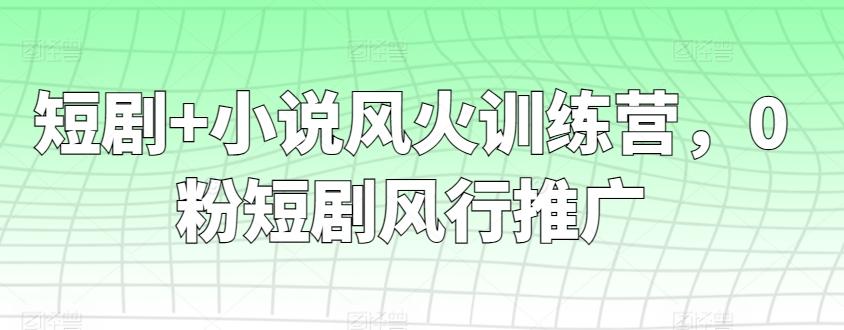 短剧+小说风火训练营，0粉短剧风行推广-云创网