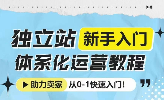 独立站新手入门体系化运营教程，助力独立站卖家从0-1快速入门!-云创网