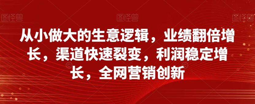 从小做大的生意逻辑，业绩翻倍增长，渠道快速裂变，利润稳定增长，全网营销创新-云创网