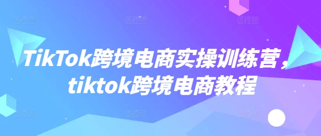TikTok跨境电商实操训练营，tiktok跨境电商教程-云创网