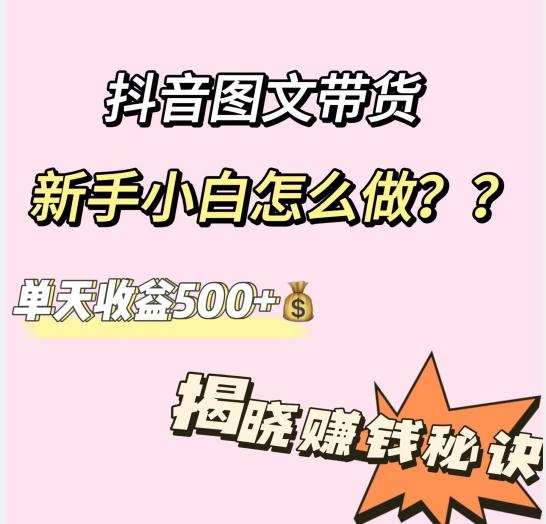 抖音图文带货，新手小白怎么做？单天收益500+【揭秘赚钱秘诀】-云创网