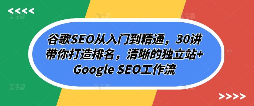 谷歌SEO从入门到精通，30讲带你打造排名，清晰的独立站+Google SEO工作流-云创网