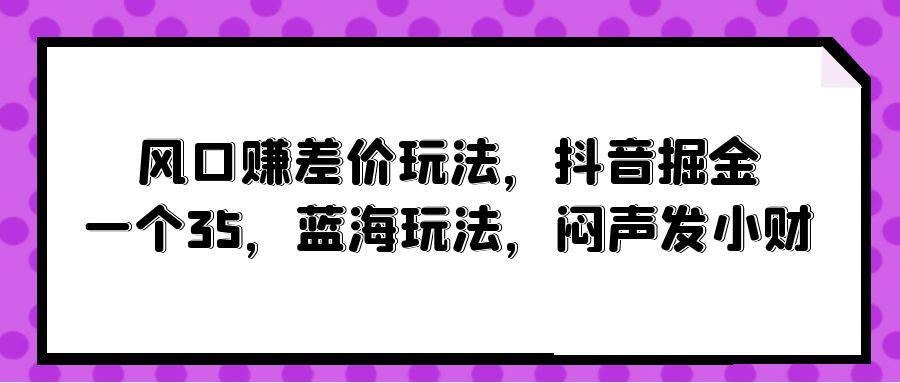 (10022期)风口赚差价玩法，抖音掘金，一个35，蓝海玩法，闷声发小财-云创网