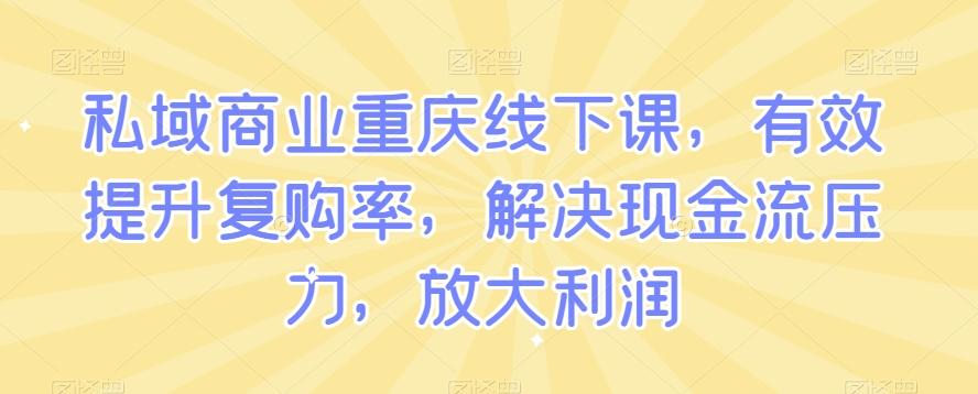 私域商业重庆线下课，有效提升复购率，解决现金流压力，放大利润-云创网