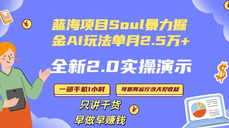 Soul怎么做到单月变现25000+全新2.0AI掘金玩法全程实操演示小白好上手【揭秘】-云创网