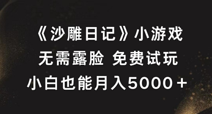 《沙雕日记》小游戏，无需露脸免费试玩，小白也能月入5000+【揭秘】-云创网