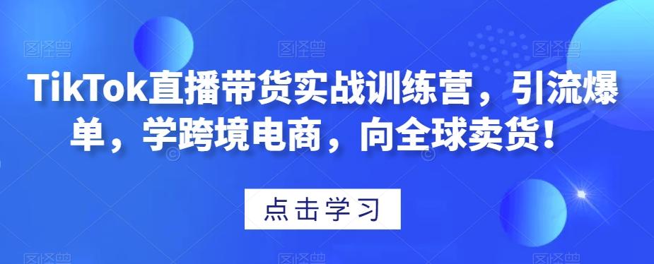 TikTok直播带货实战训练营，引流爆单，学跨境电商，向全球卖货！-云创网