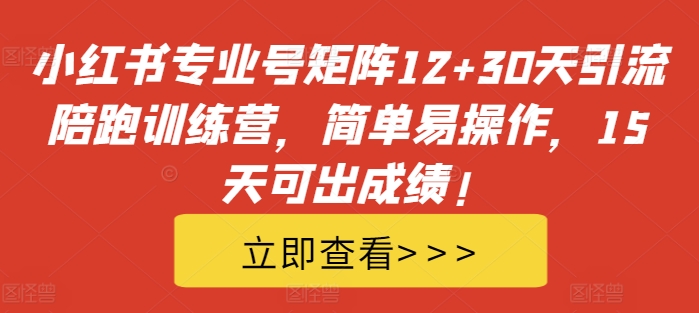 小红书专业号矩阵12+30天引流陪跑训练营，简单易操作，15天可出成绩!-云创网