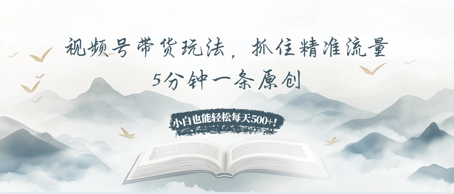 视频号带货玩法，抓住精准流量，5分钟一条原创，小白也能轻松每天500+！-云创网