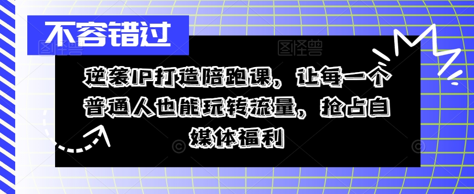 逆袭IP打造陪跑课，让每一个普通人也能玩转流量，抢占自媒体福利-云创网