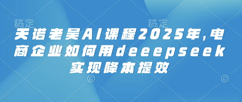 天诺老吴AI课程2025年，电商企业如何用deeepseek实现降本提效-云创网