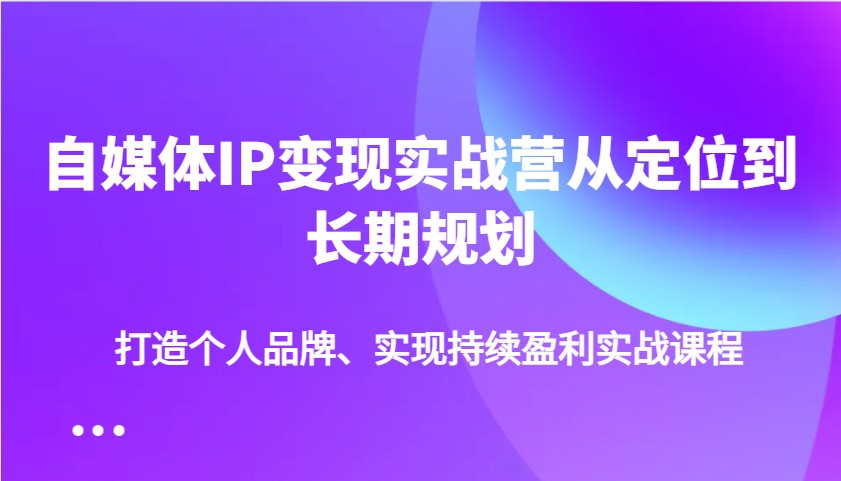 自媒体IP变现实战营从定位到长期规划，打造个人品牌、实现持续盈利实战课程-云创网