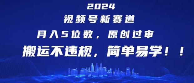 2024视频号新赛道，月入5位数+，原创过审，搬运不违规，简单易学【揭秘】-云创网
