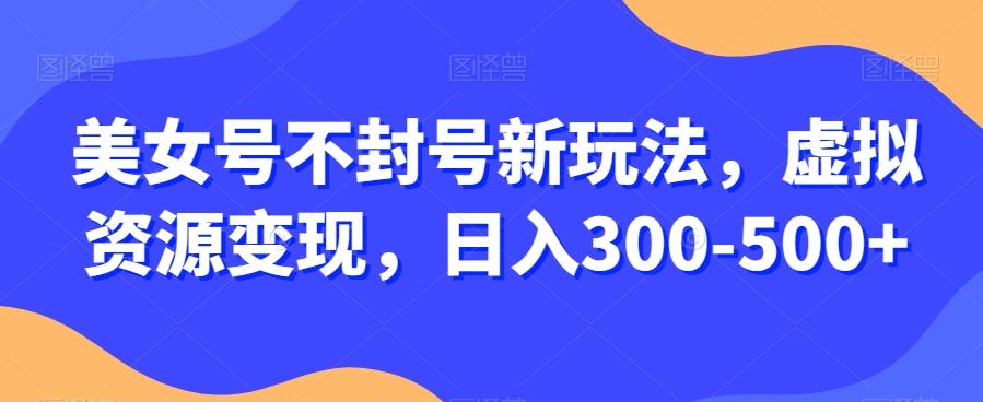 美女号不封号新玩法，虚拟资源变现，日入300-500+-云创网