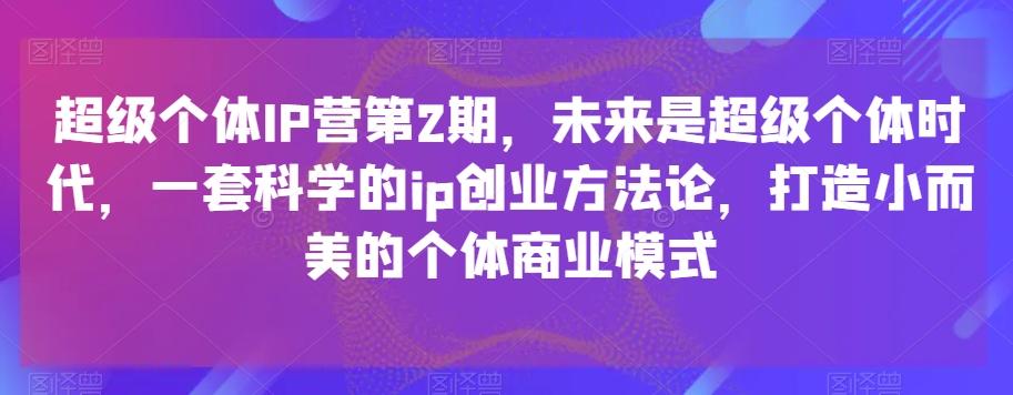 超级个体IP营第2期，未来是超级个体时代，一套科学的ip创业方法论，打造小而美的个体商业模式-云创网