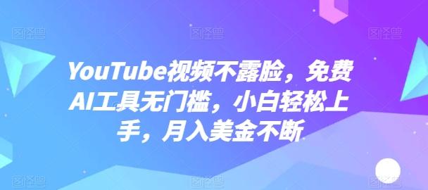 YouTube视频不露脸，免费AI工具无门槛，小白轻松上手，月入美金不断【揭秘】-云创网