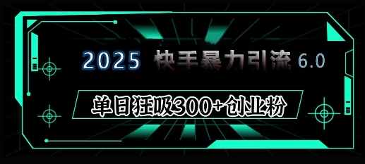 2025年快手6.0保姆级教程震撼来袭，单日狂吸300+精准创业粉-云创网