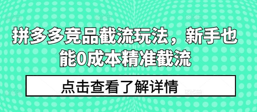 拼多多竞品截流玩法，新手也能0成本精准截流-云创网