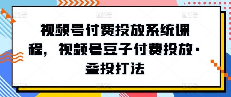 视频号付费投放系统课程，视频号豆子付费投放·叠投打法-云创网