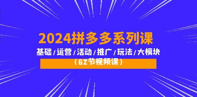 (10019期)2024拼多多系列课：基础/运营/活动/推广/玩法/大模块(62节视频课)-云创网