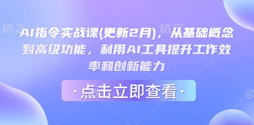 AI指令实战课(更新2月)，从基础概念到高级功能，利用AI工具提升工作效率和创新能力-云创网