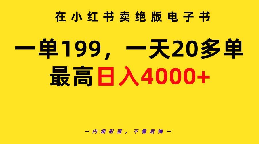 (9401期)在小红书卖绝版电子书，一单199 一天最多搞20多单，最高日入4000+教程+资料-云创网