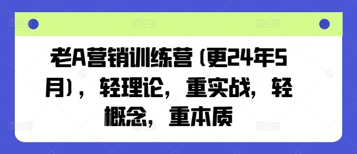 老A营销训练营(更24年6月)，轻理论，重实战，轻概念，重本质-云创网