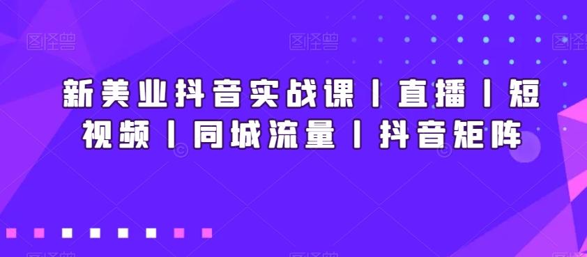 新美业抖音实战课丨直播丨短视频丨同城流量丨抖音矩阵-云创网